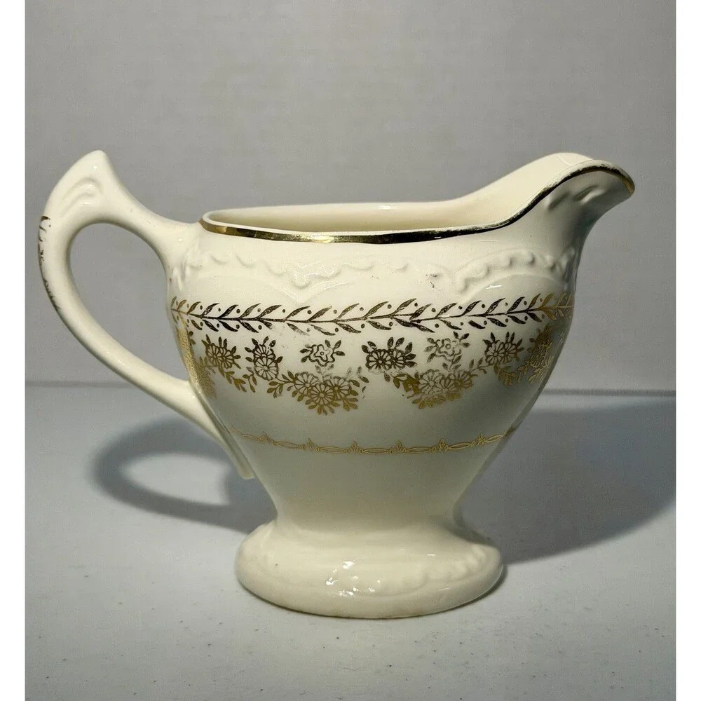 VINTAGE (FLORAL) CREAMER BY STETSON CHINA CO. 22KT GOLD Creamer Pink flowers